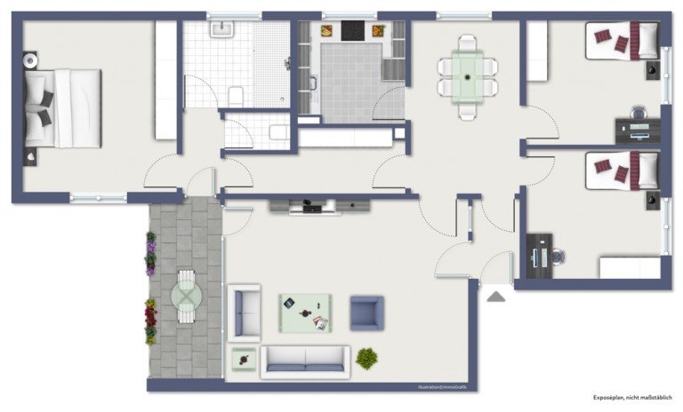 Grundriss Heppenheim (Bergstra�e) Etagenwohnung +++ Sanierungsbed�rftige Vierzimmerwohnung mit Balkon + Stellplatz in Heppenheim +++