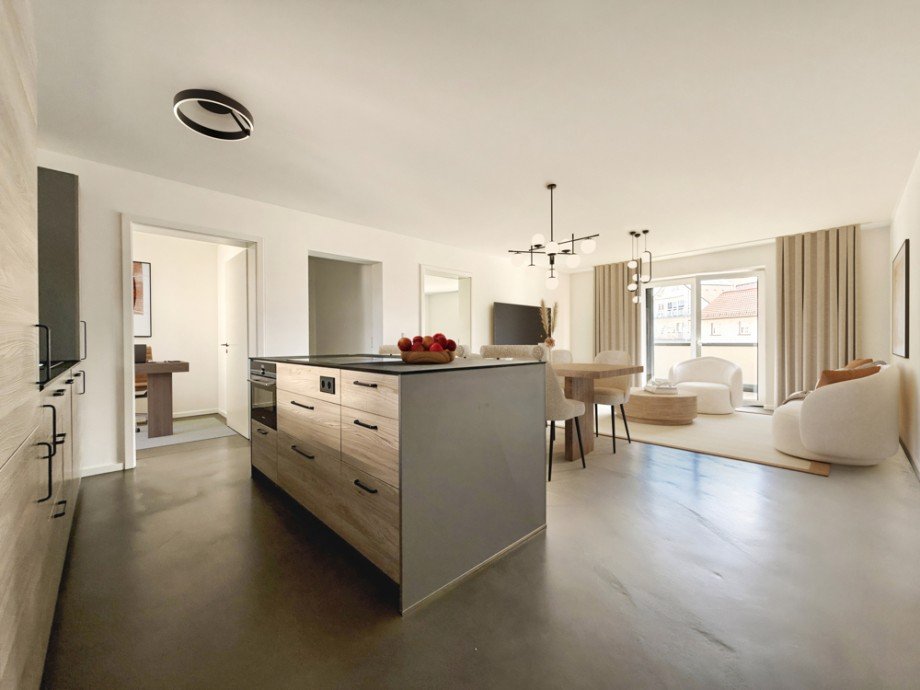 K�chen-Wohnbereich Visualisiert Etagenwohnung F�rth