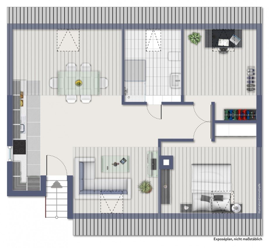 Grundriss Dachgeschosswohnung Heppenheim