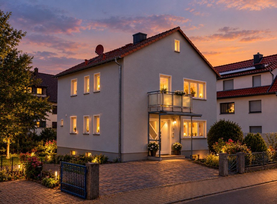 Gem�tliches Zuhause im Abendlicht Einfamilienhaus Heppenheim