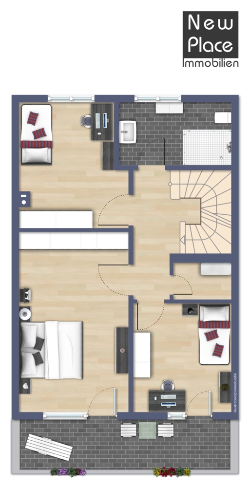 Grundriss 1. OG Reihenmittelhaus Seeheim-Jugenheim