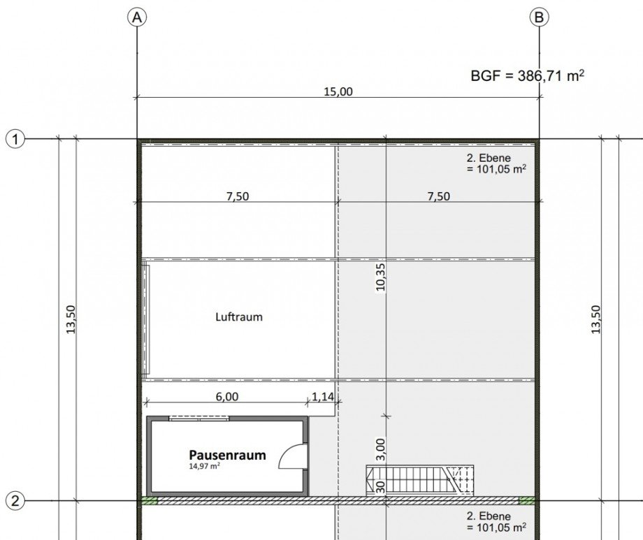 Grundriss optional 2. Ebene Halle Laudenbach