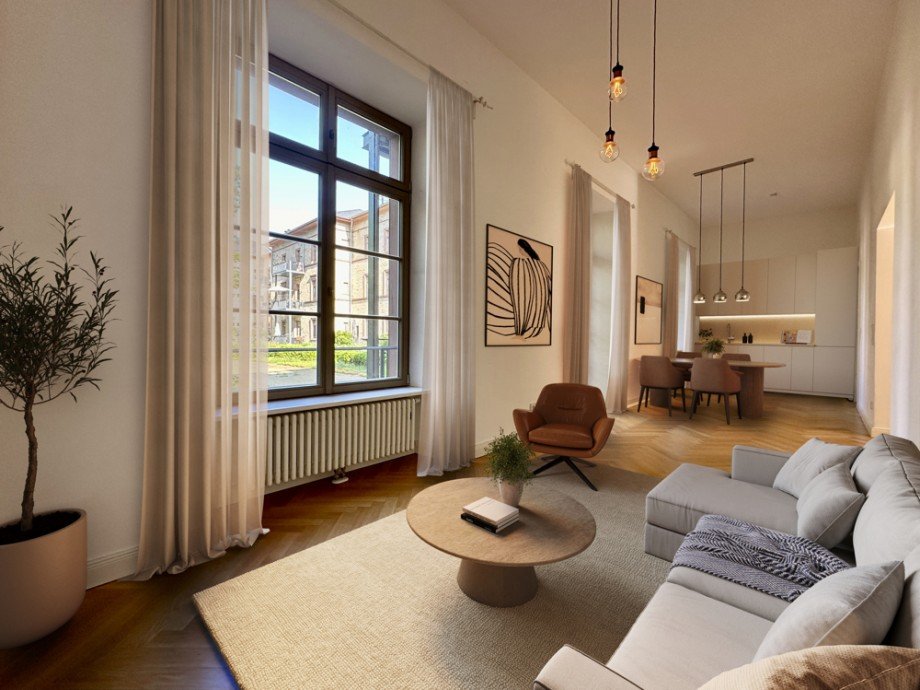 Visualisierung Wohnzimmer Erdgeschosswohnung Heppenheim (Bergstra�e)