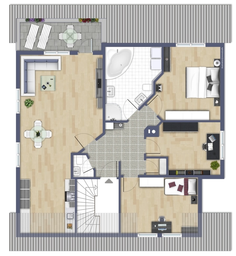 Grundriss Dachgeschosswohnung Heppenheim