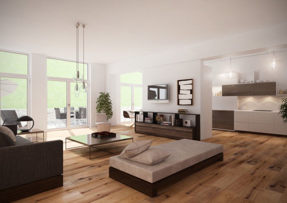 Visualisierung Wohnbereich Maisonettewohnung Heppenheim