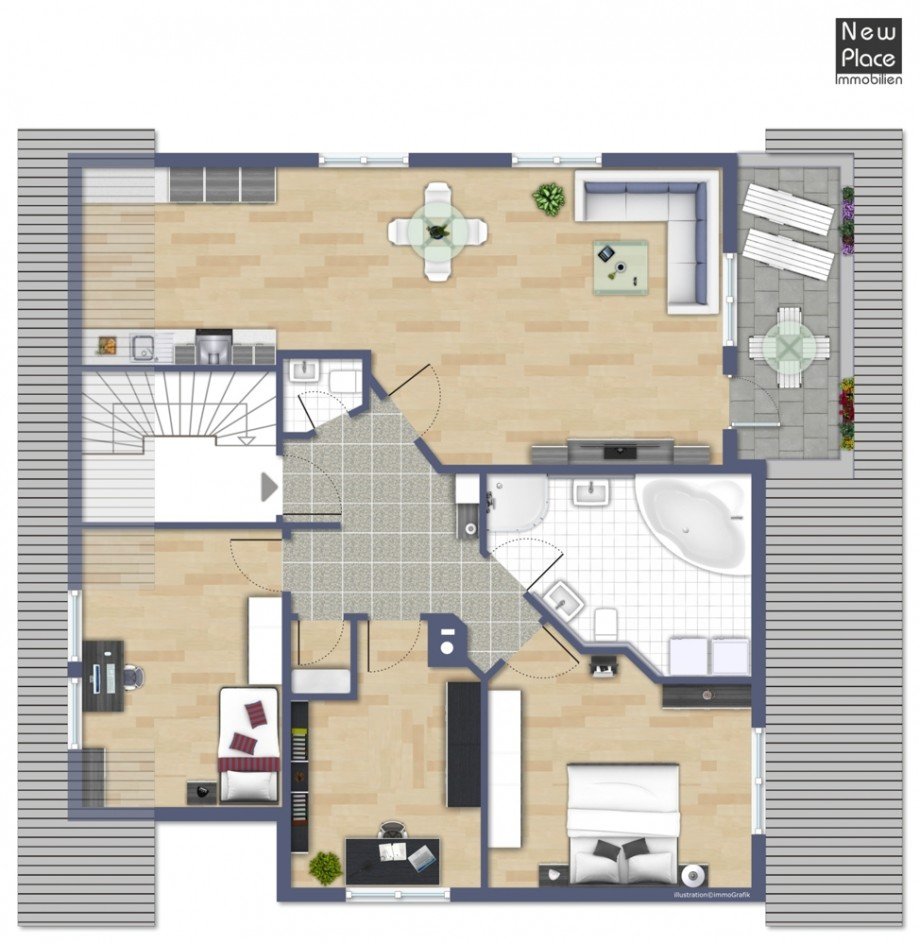 Grundriss Dachgeschosswohnung Heppenheim