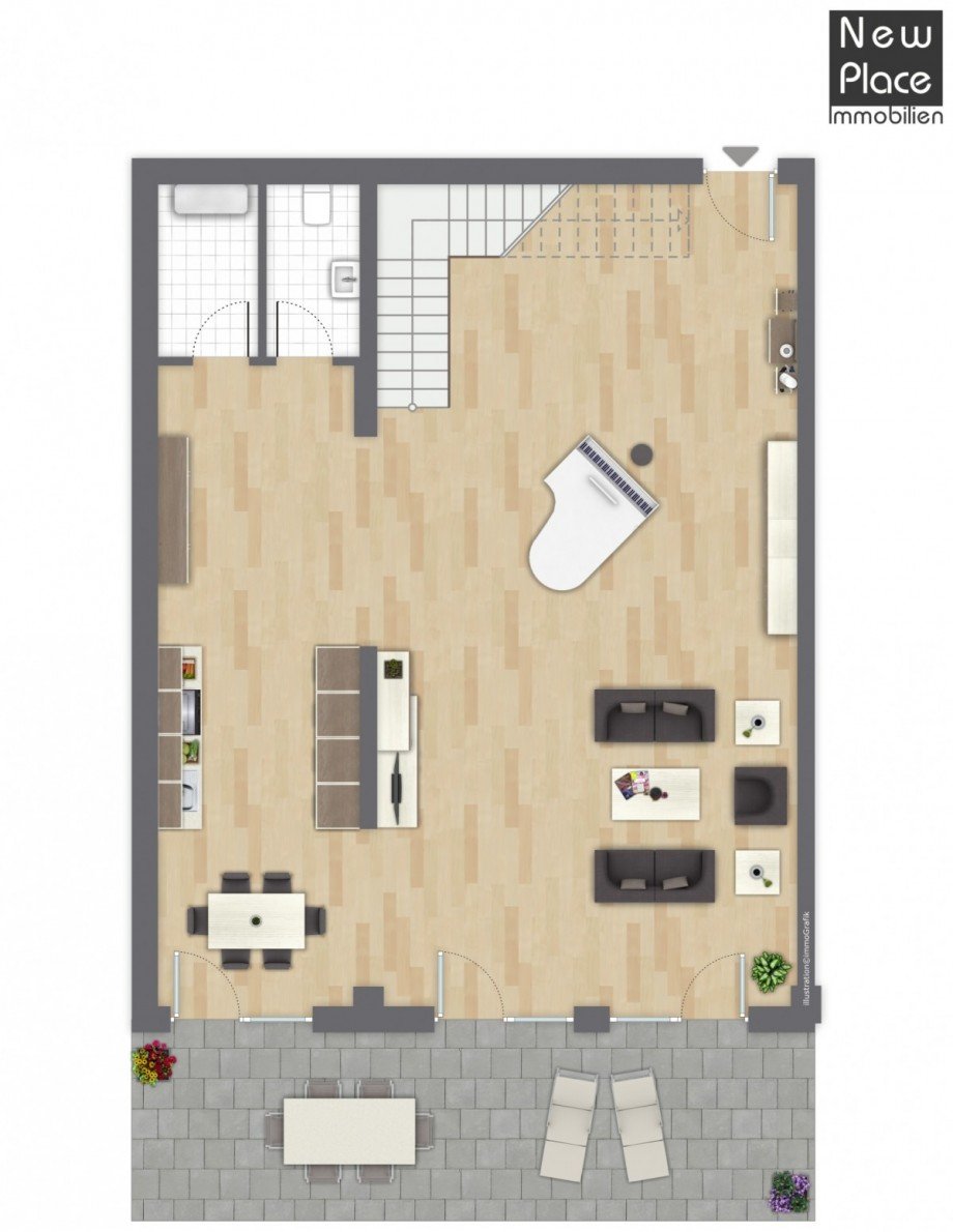 Grundriss EG Maisonettewohnung Heppenheim