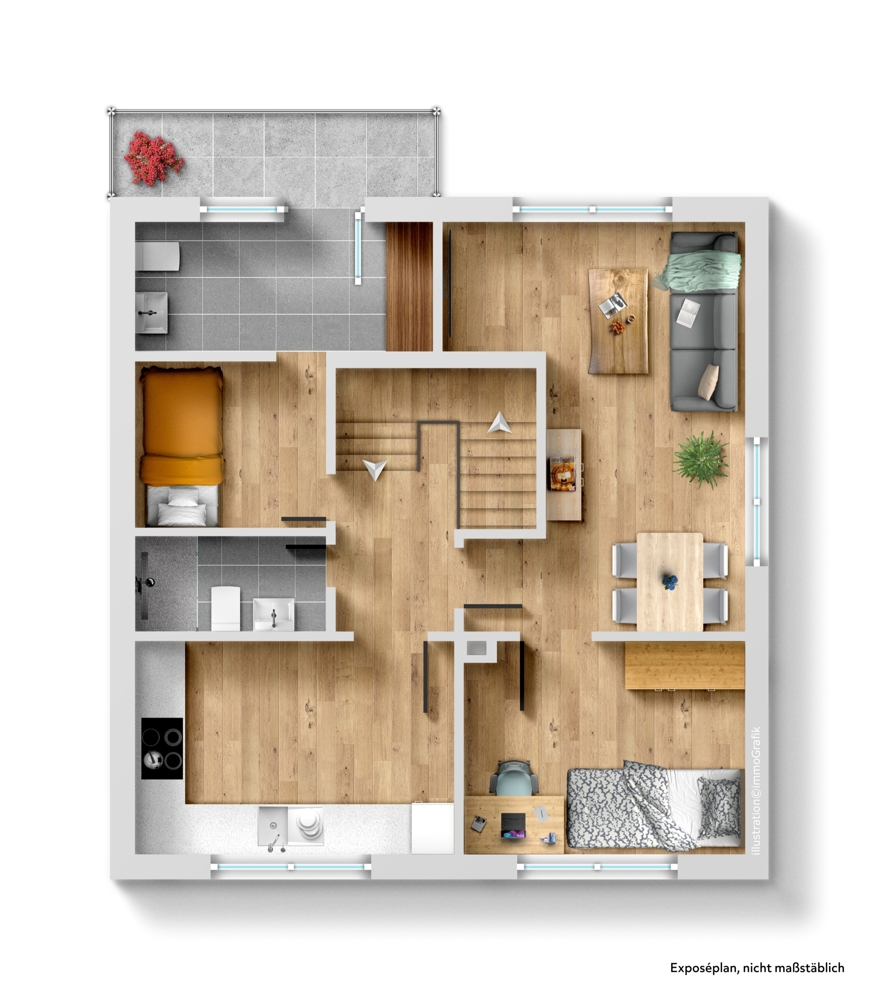 Grundriss Wohnung OG Zweifamilienhaus Hirschberg an der Bergstra�e