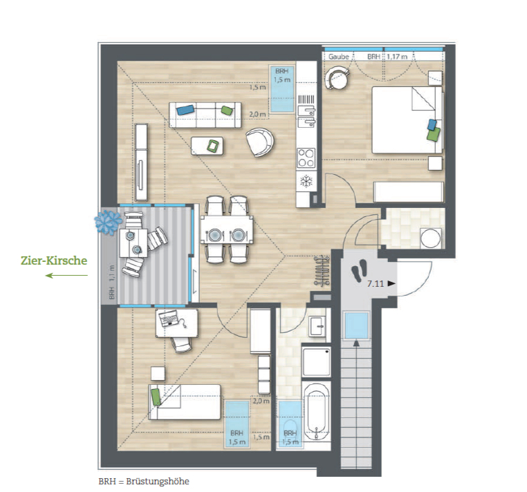 Grundriss Dachgeschosswohnung Heppenheim